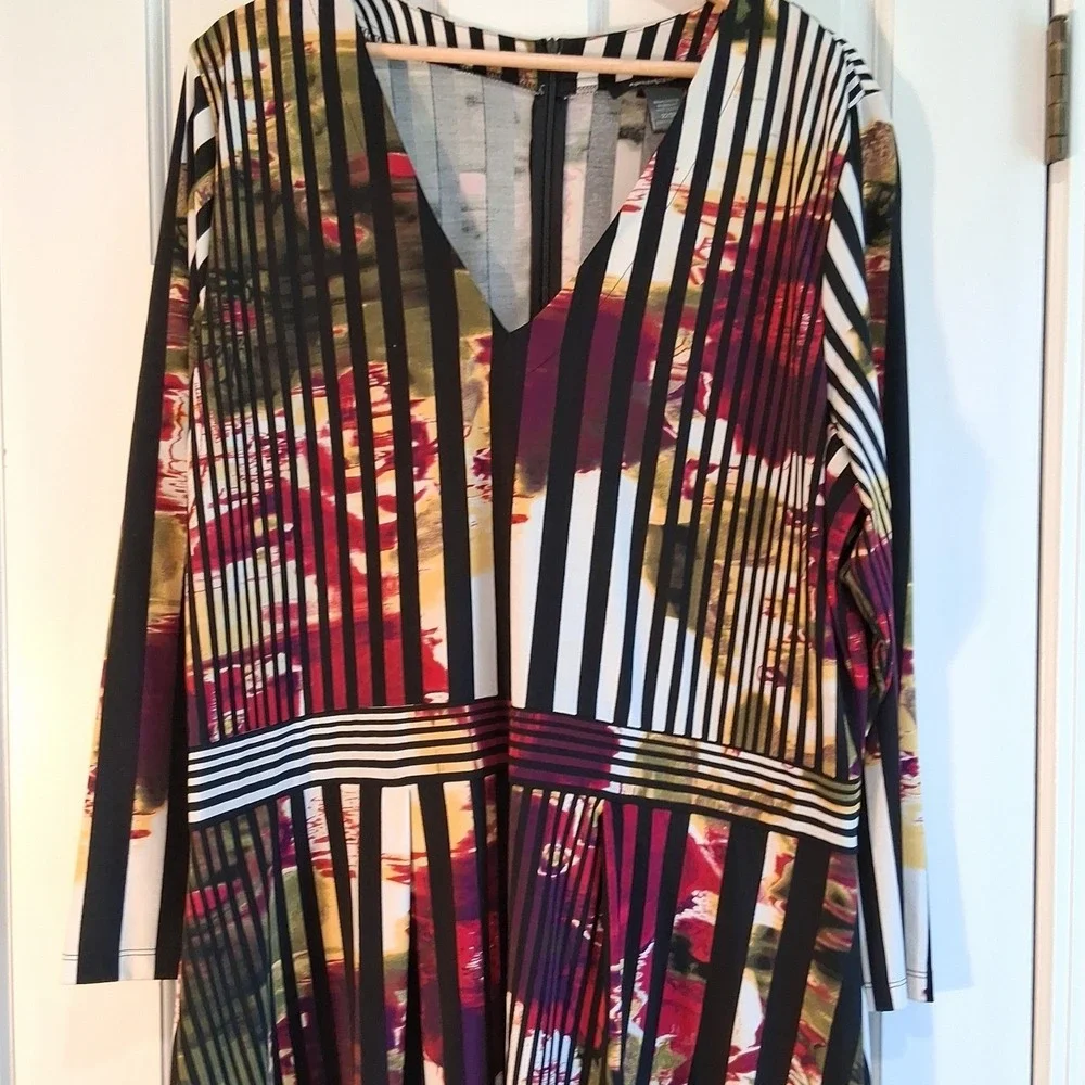 Ashley Stewart Plus Size Maxi Dress 22/24 Striped Floral Boho Wedding Guest - Picture 3 of 12